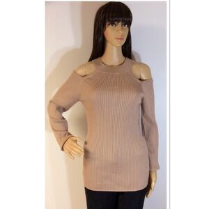 SAY WHAT? COLD SHOULDER SWEATER